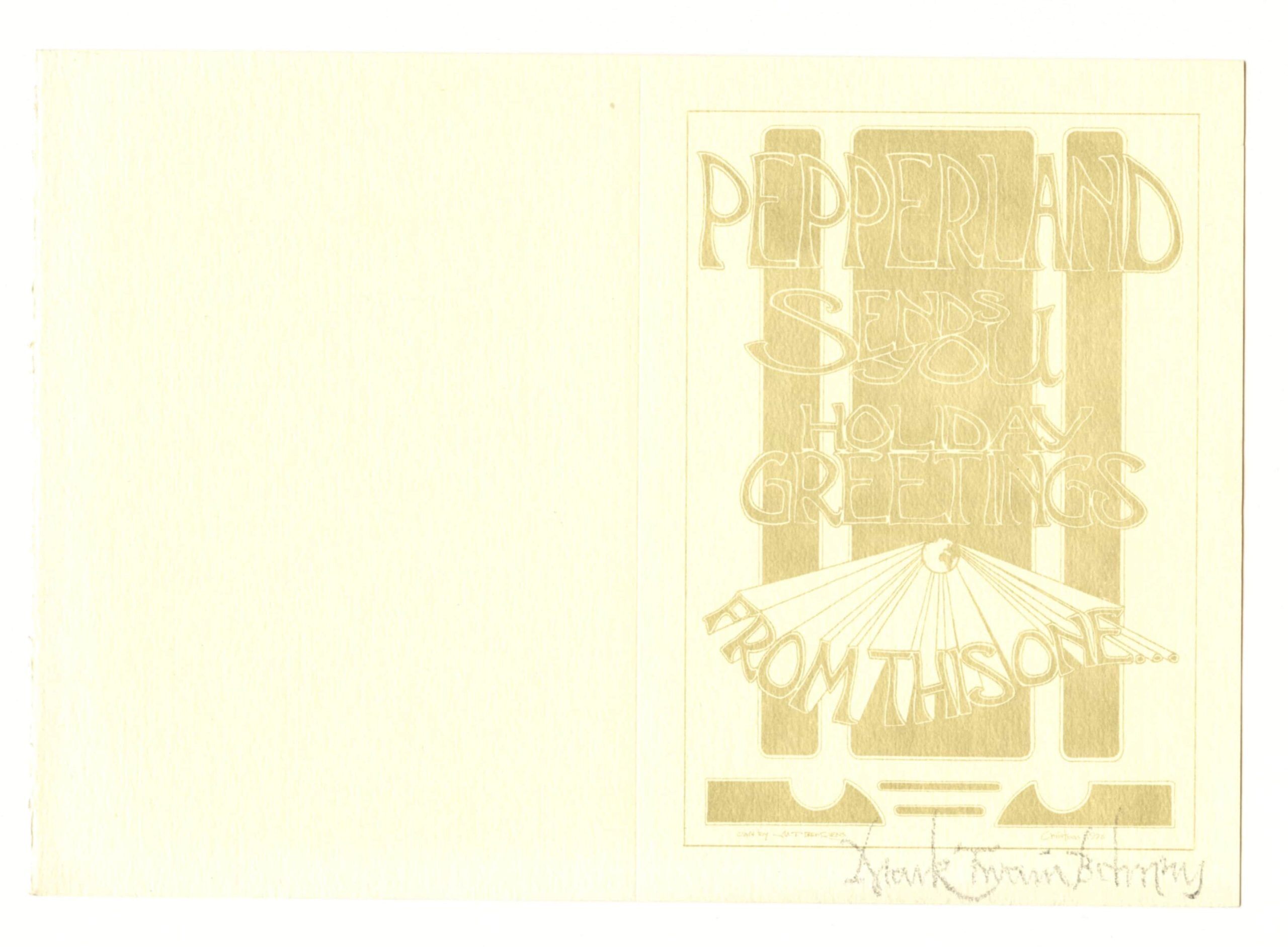 Pepperland San Rafael Seasons Greeting Card 1970 Mark T. Behrens Artist signed