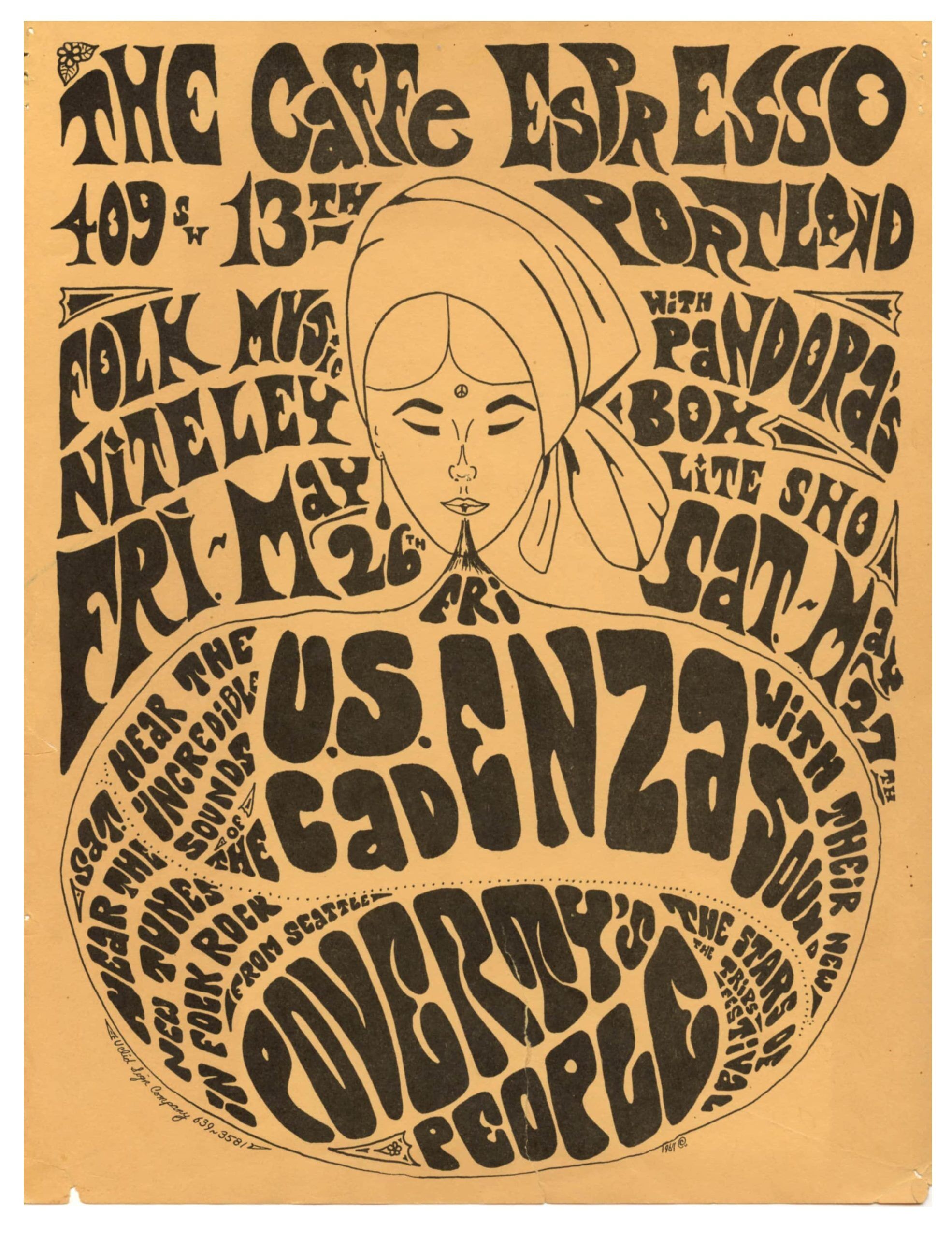 Caffe Espresso Portland Handbill 1967 May US Cadenza Poverty's People