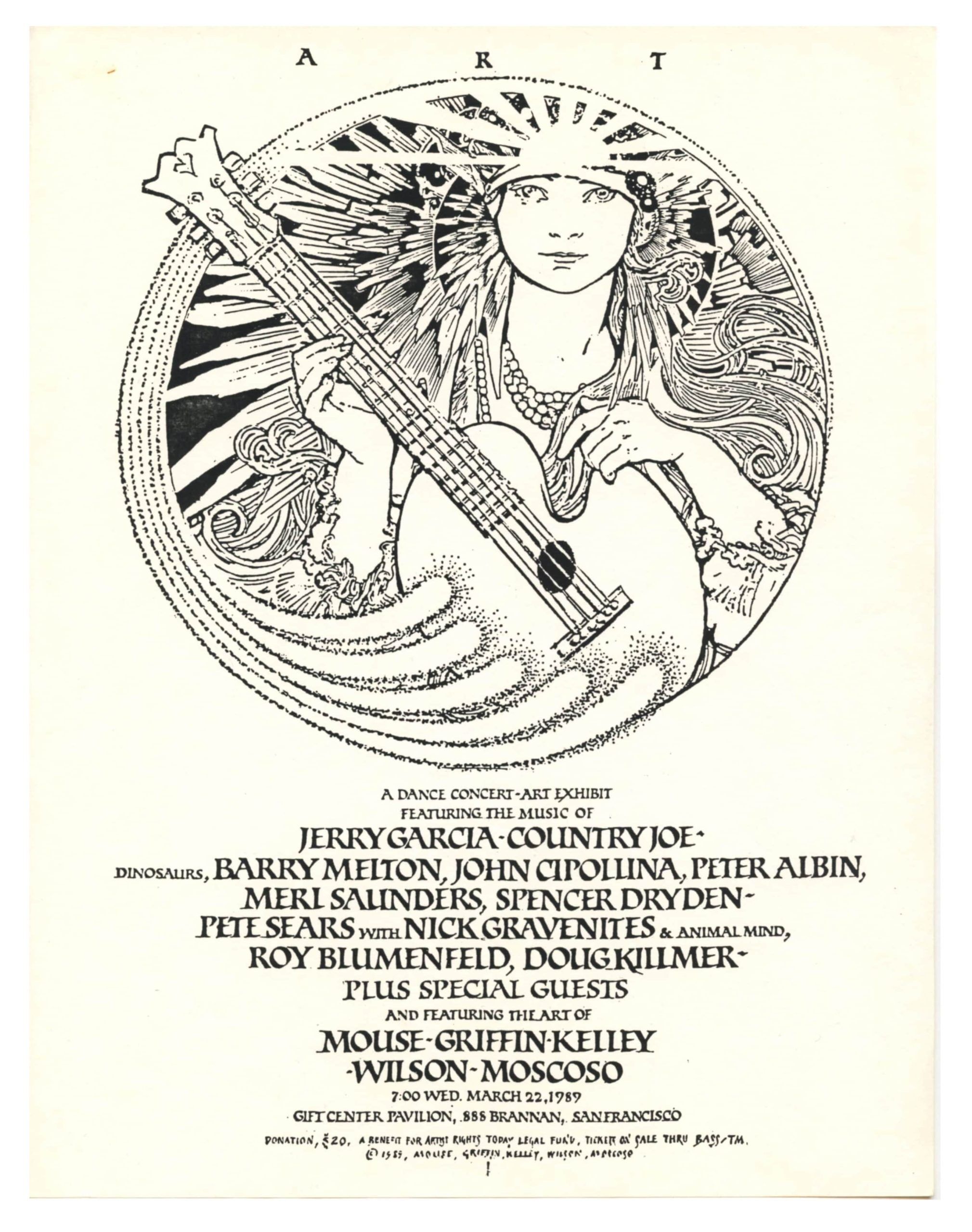 Artist Rights Today Art Concert Handbill 1989 Mar 22 Jerri Garcia and more