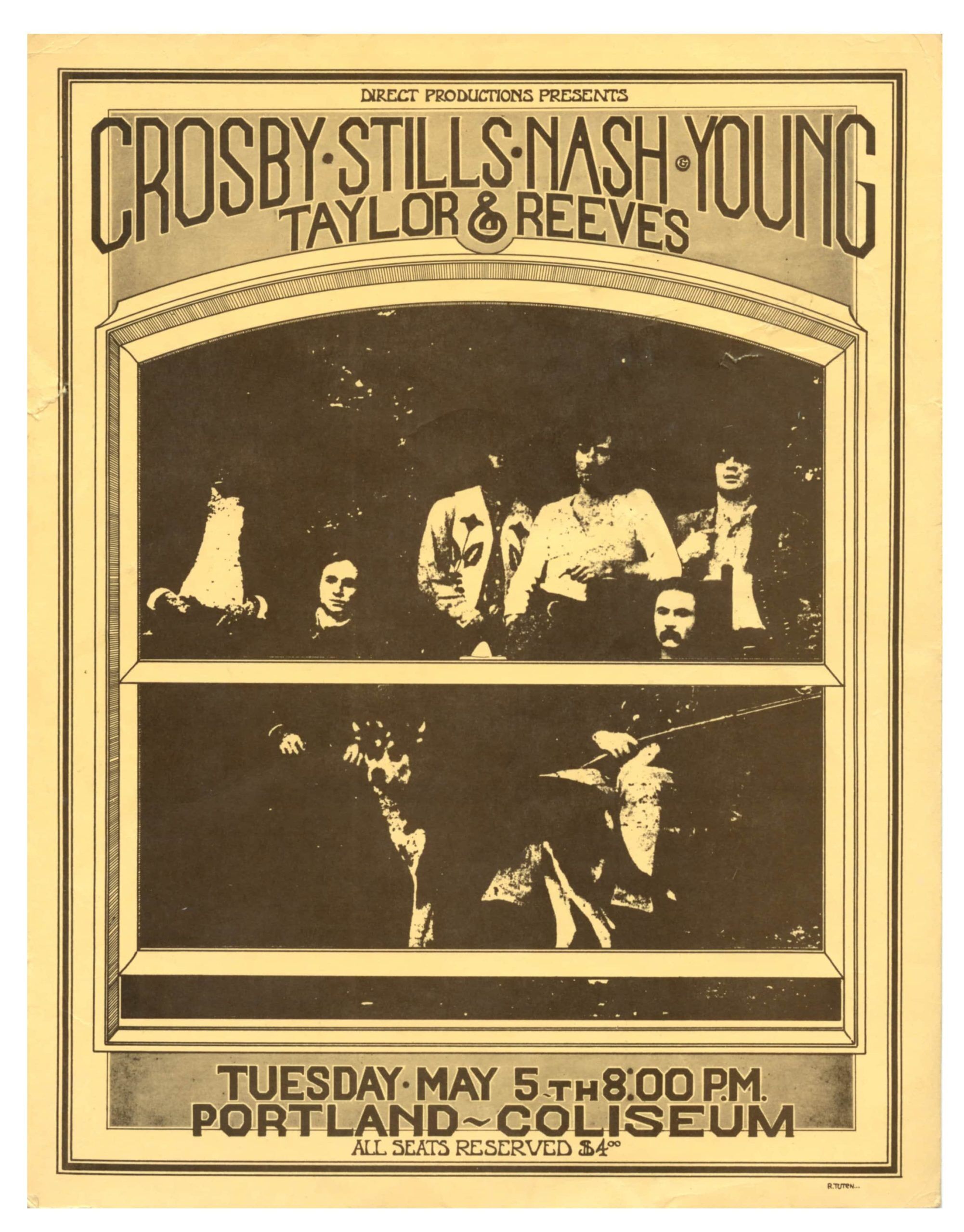 Crosby Still Nash & Young Handbill 1970 May 5 Portland Coliseum VF