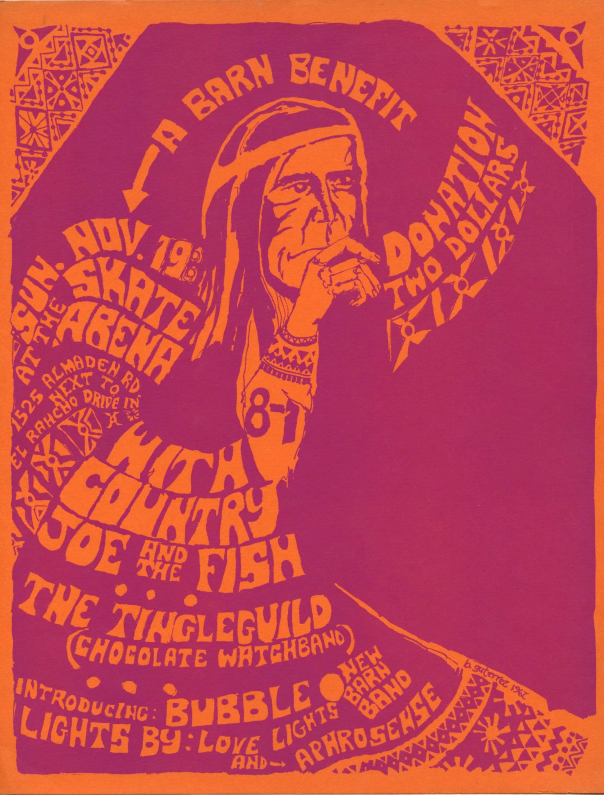 Country Joe and The Fish Handbill 1967 Nov 19 The Skate Arena San Jose