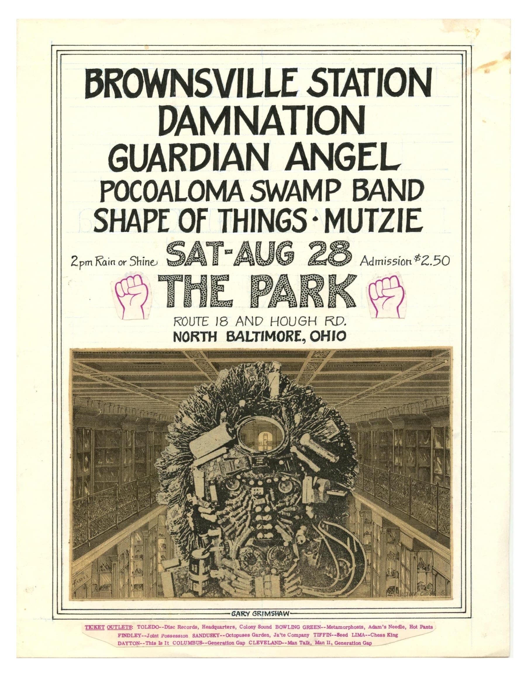 Gary Grimshaw Original Artwork 1971 Brownsville Stain Damnation Handbill
