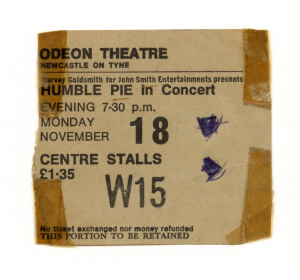 Humble Pie Vintage Ticket Stub 1974 November 18 Odeon Theatre Newcastle UK