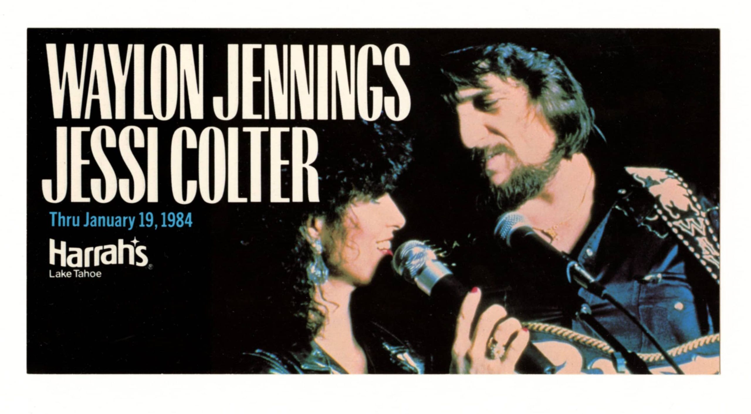 Waylon Jennings Jessie Colter Postcard 1984 Jan 19 Harrah's Lake Tahoe