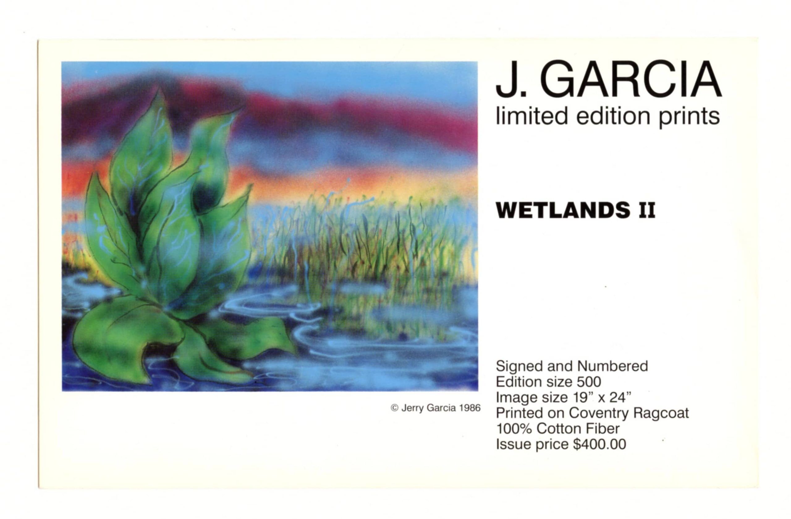 Jerry Garcia Handbill WETLANDS II Paintings Promotion 1986