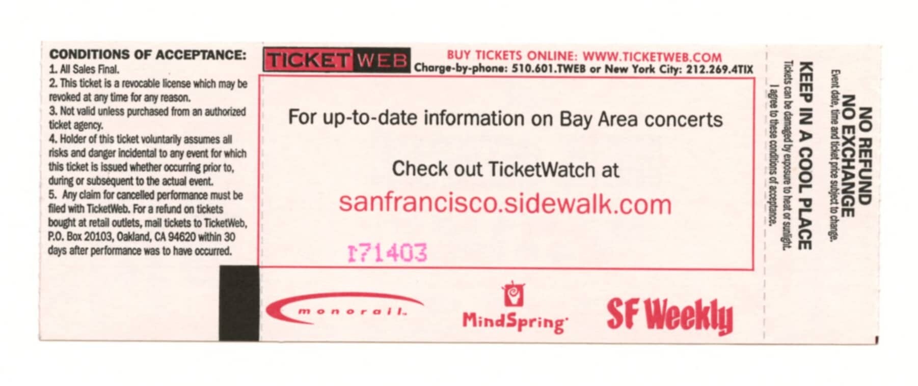 Digital Underground Vintage Ticket Stub 1998 May 25 The Usual San Jose