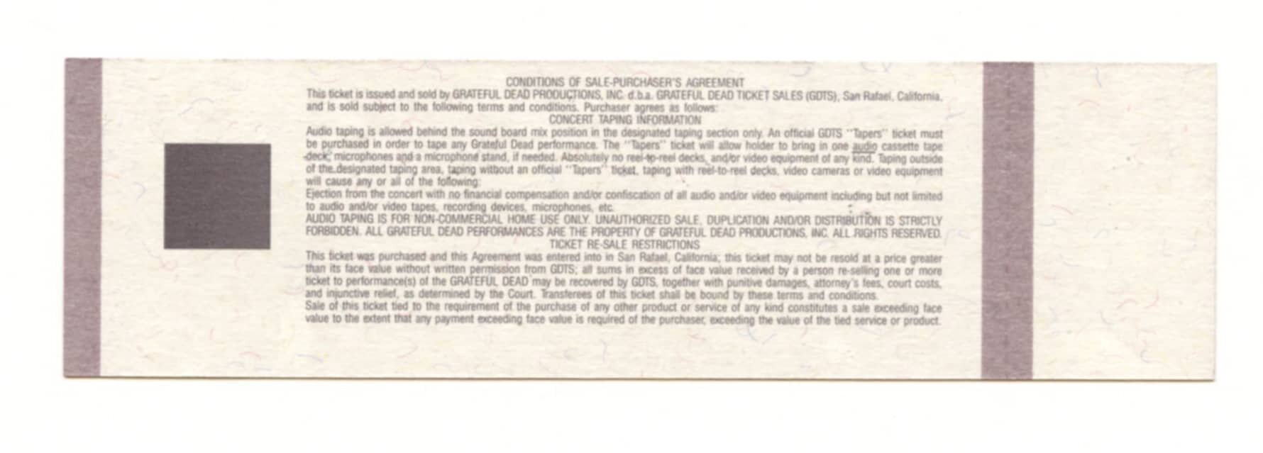 Grateful Dead Ticket Vintage 1994 Jun 18 Autzen Stadium University of Oregon