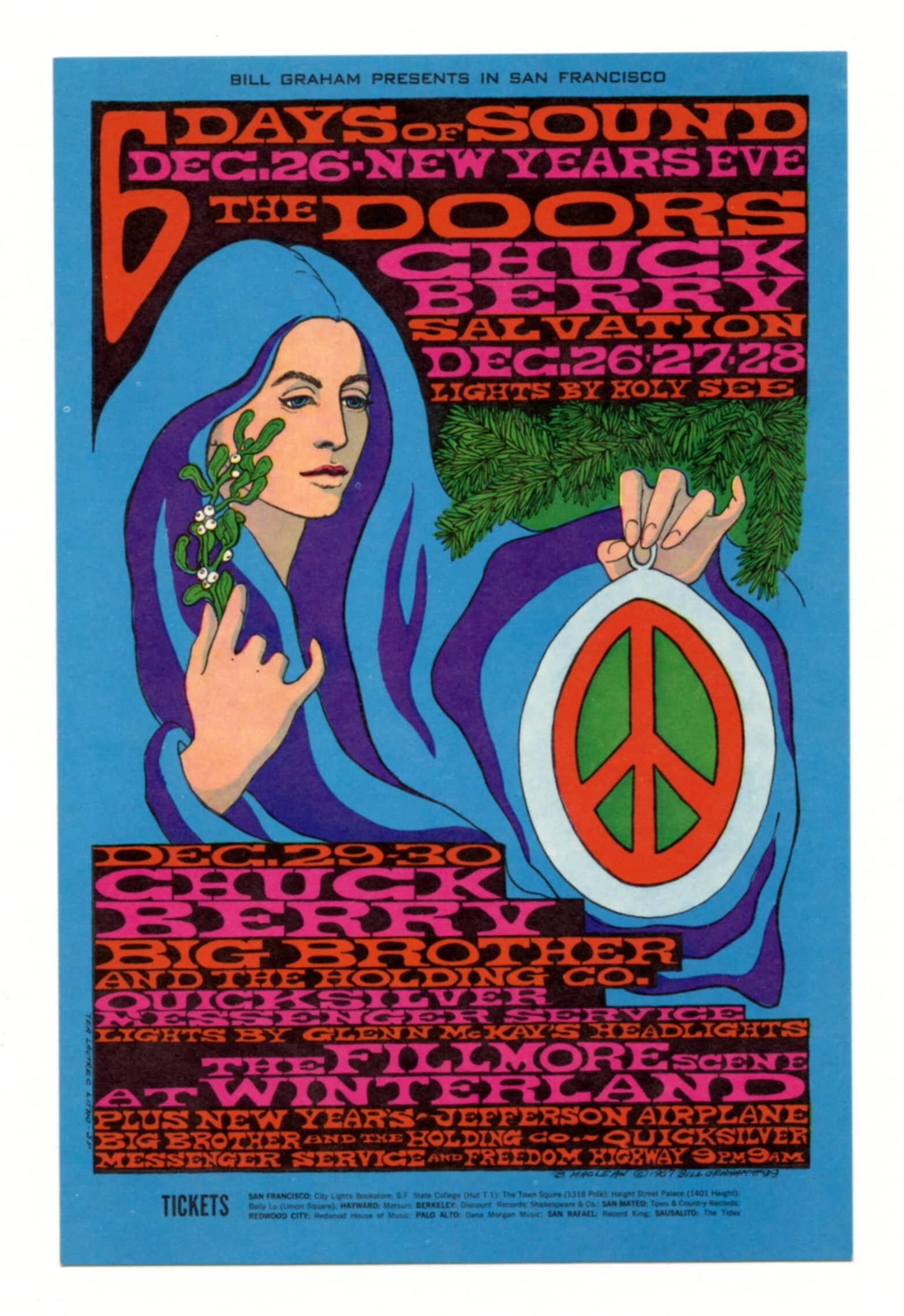 BG  99 Postcard The Doors Jefferson Airplane 1967 Dec 26