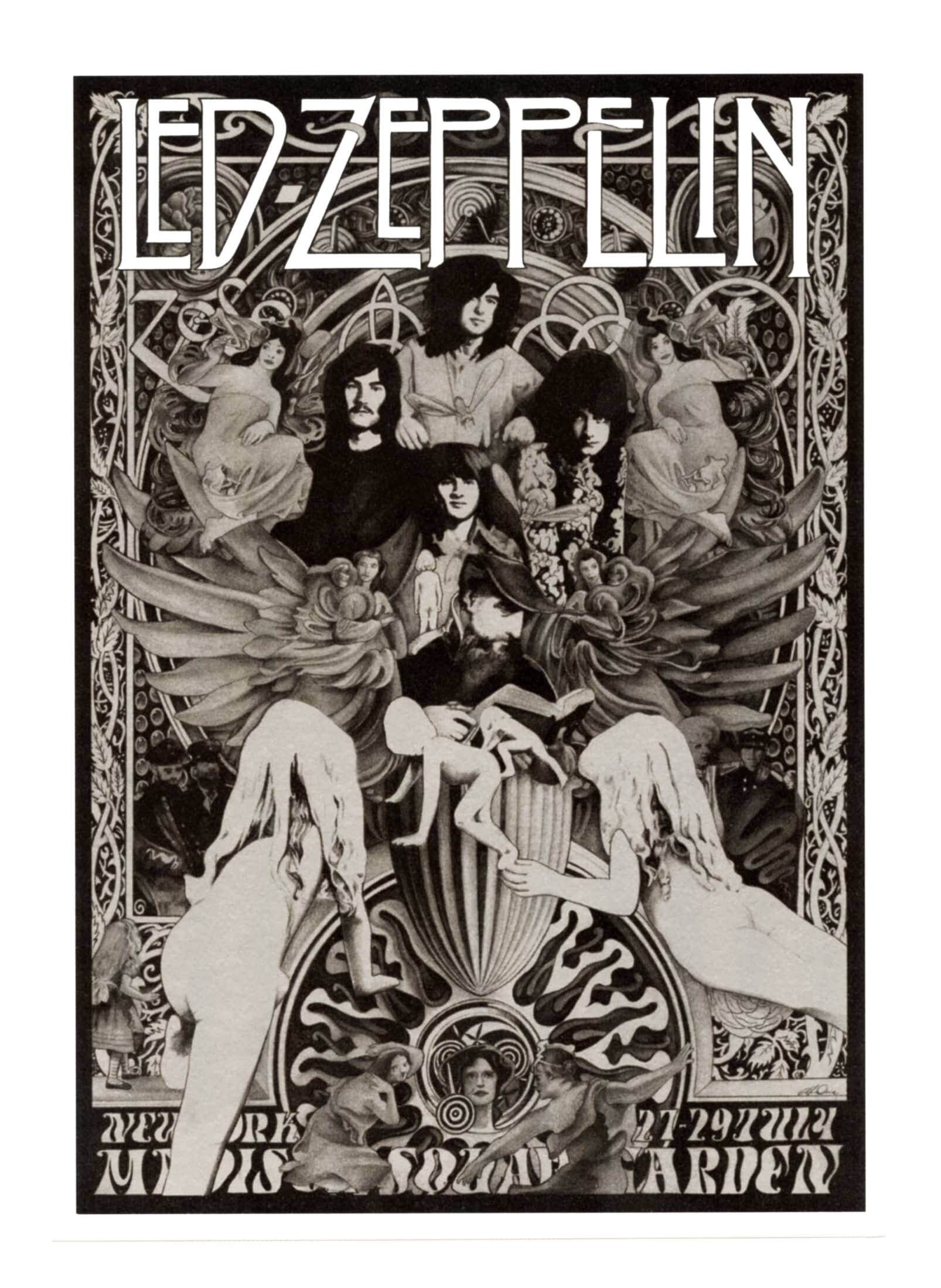 Led Zeppelin Handbill Commemorative Square 1973 Steve Harradine | Vintage Concert Poster Ticketstbus Handbills