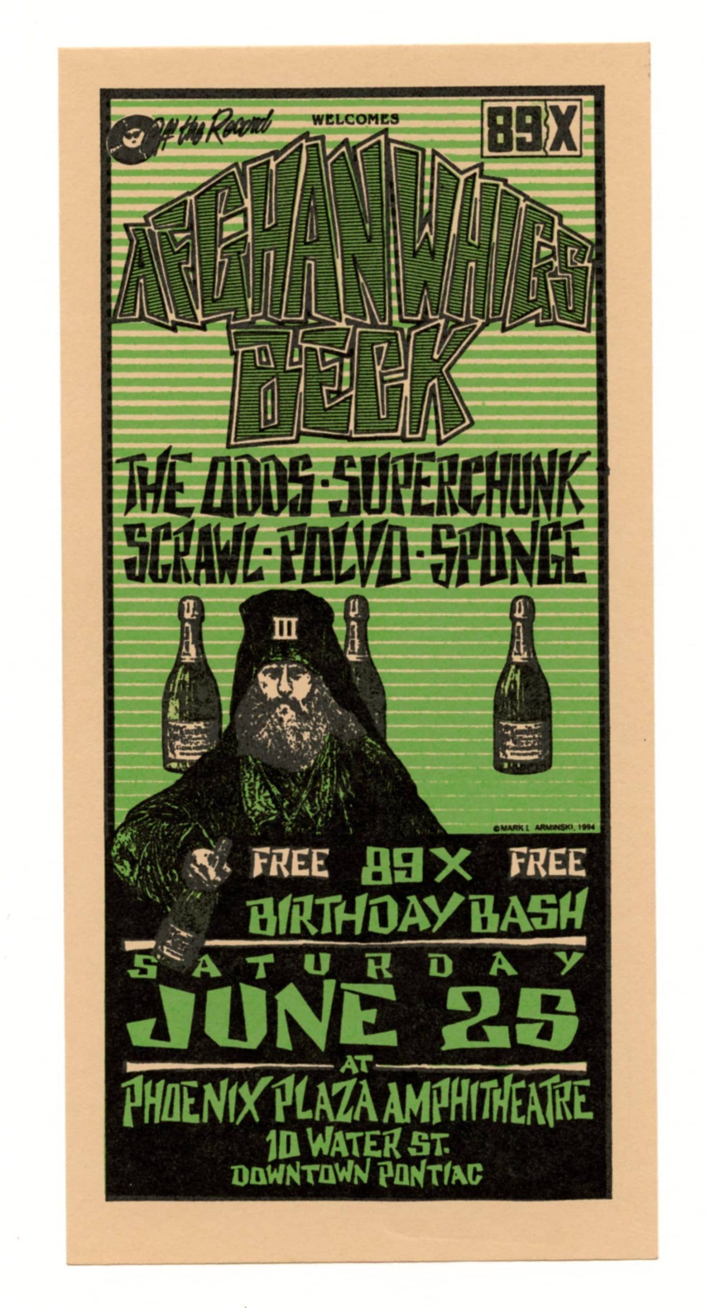 Beck Handbill w/ Afghan Whigs Phoenix Plaza Amphitheatre 1994 Mark Arminski