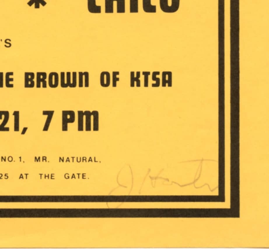 Jim Harter signed Handbill 1972 A Sunken Gardens Summer Festival San Antonio