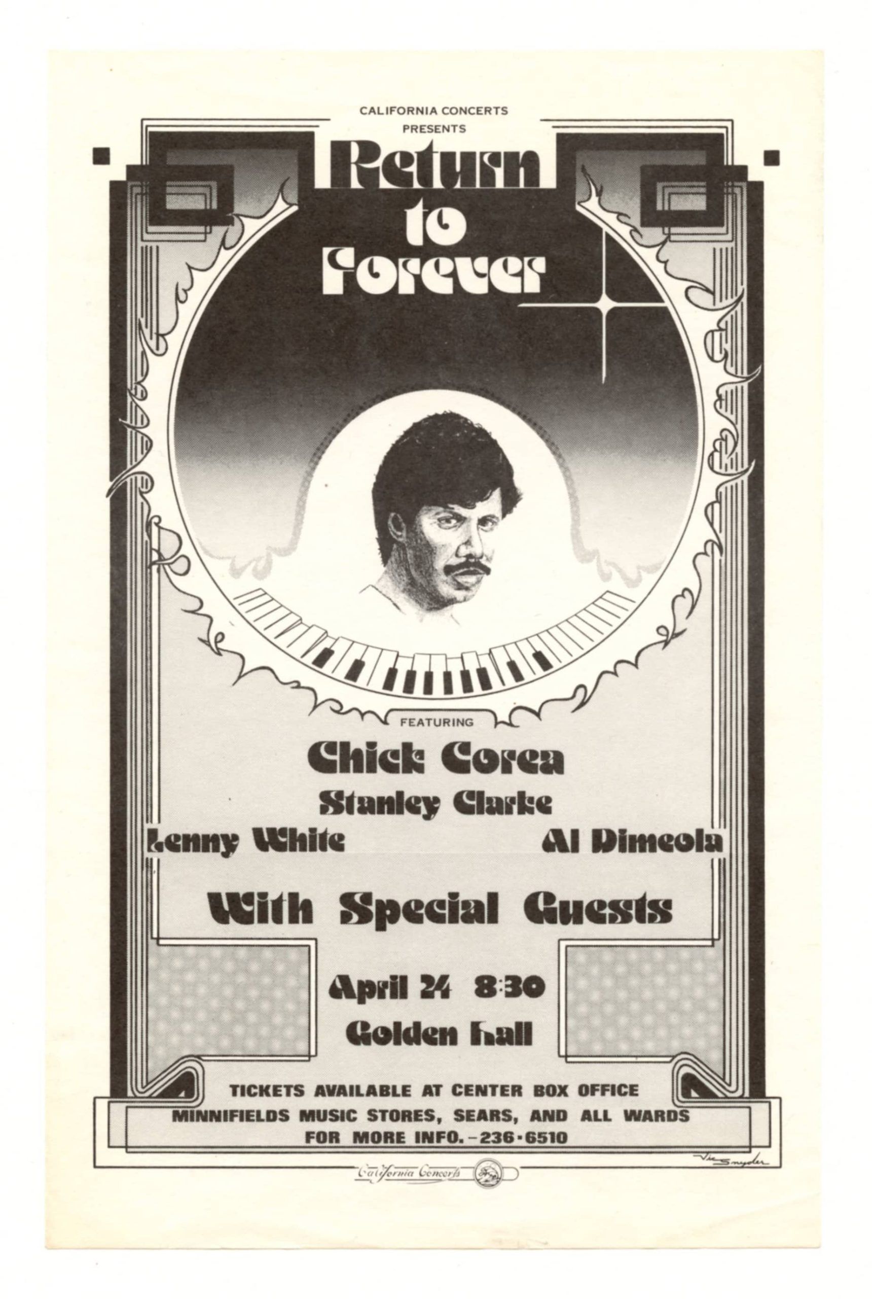 Chic Corea Stanley Clarke Lenny White Al Dimeola Handbill 1978 Golden Hall