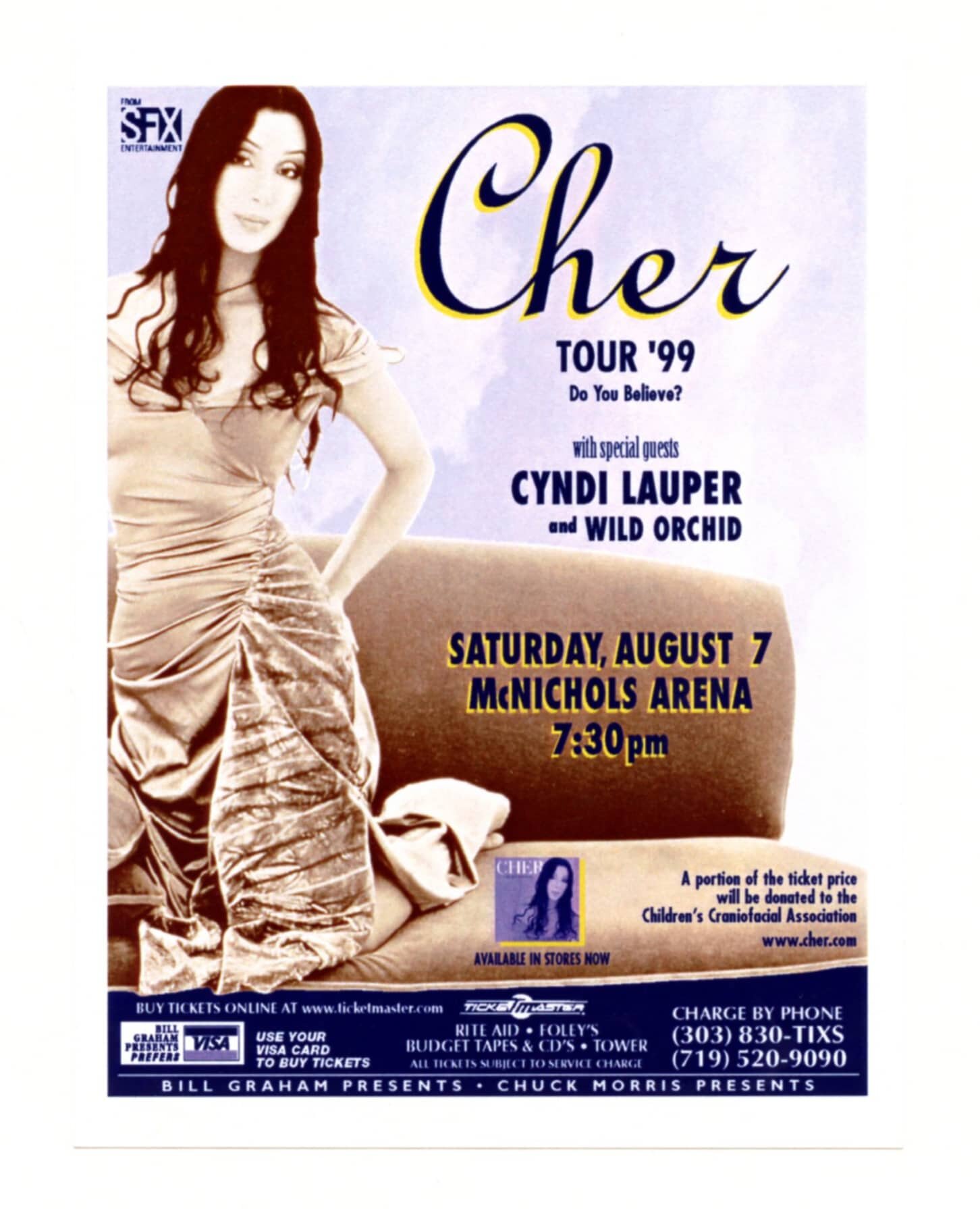 Cher Handbill 1999 Aug 7 McNichols Arena Denver