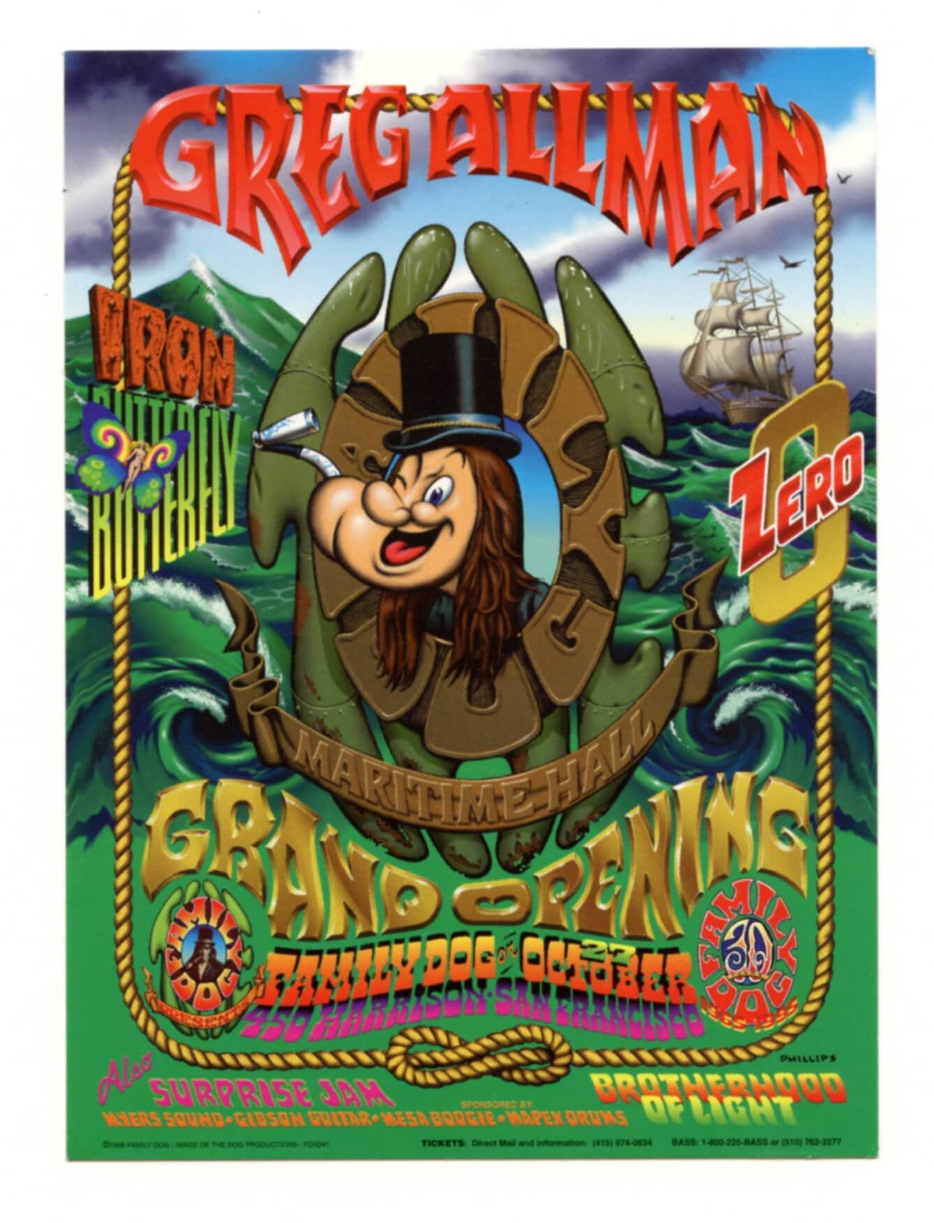 Maritime Hall 1995 Oct Handbill Grand Opening Gregg Allman Iron Butterfly