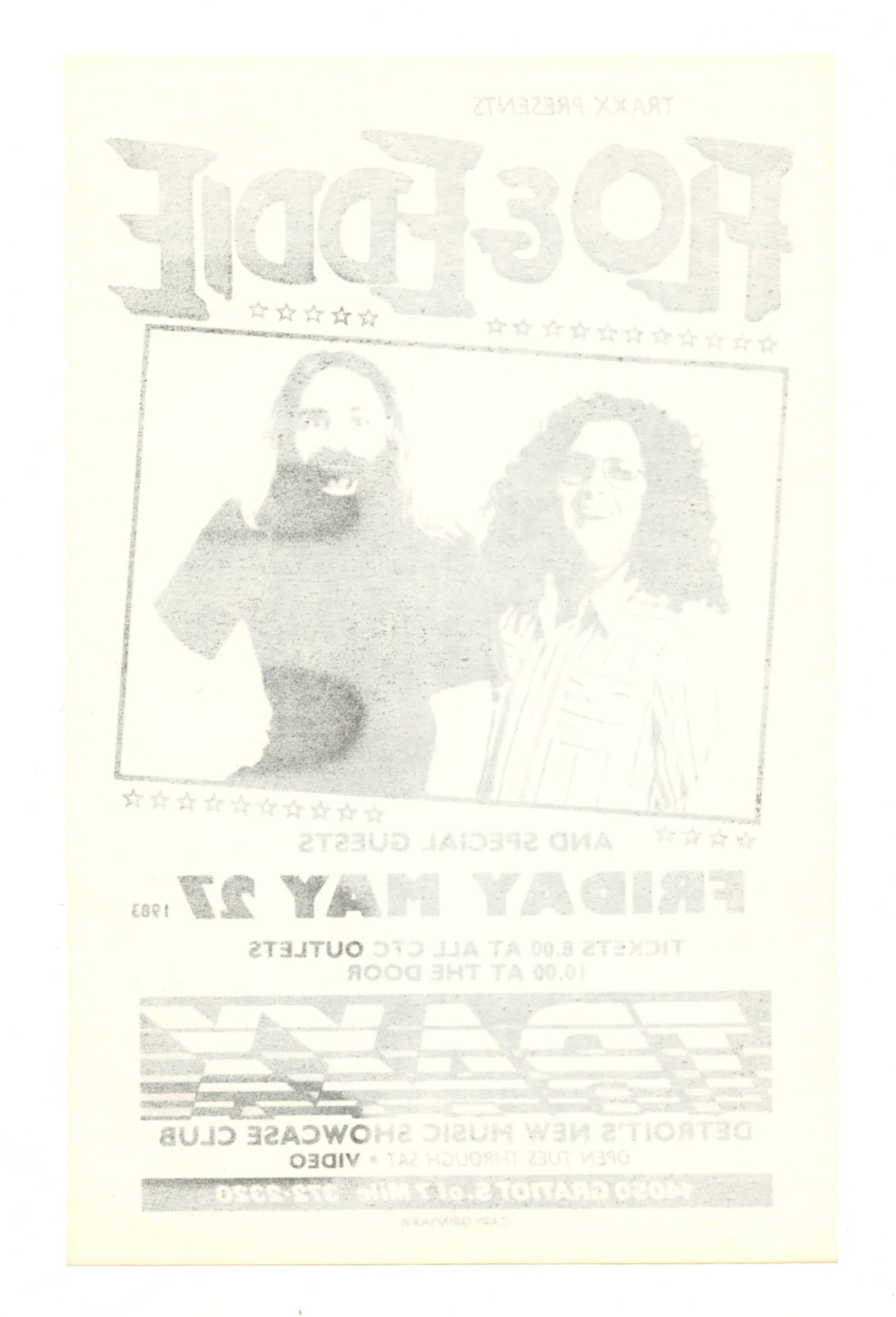 TRAXX Handbill 1983 May 27 Flo & Eddie Gary Grimshaw
