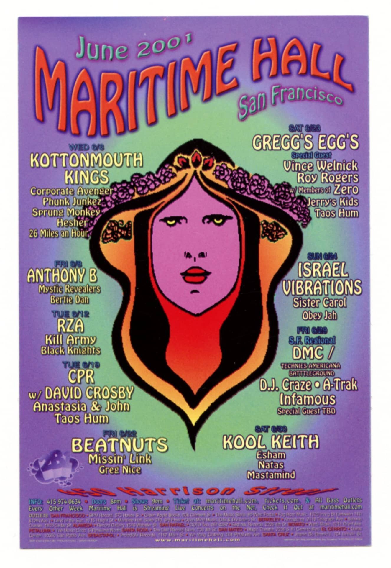 Maritime Hall 2001 Jun Handbill Kottonmouth Anthony B Kool Keith CPR