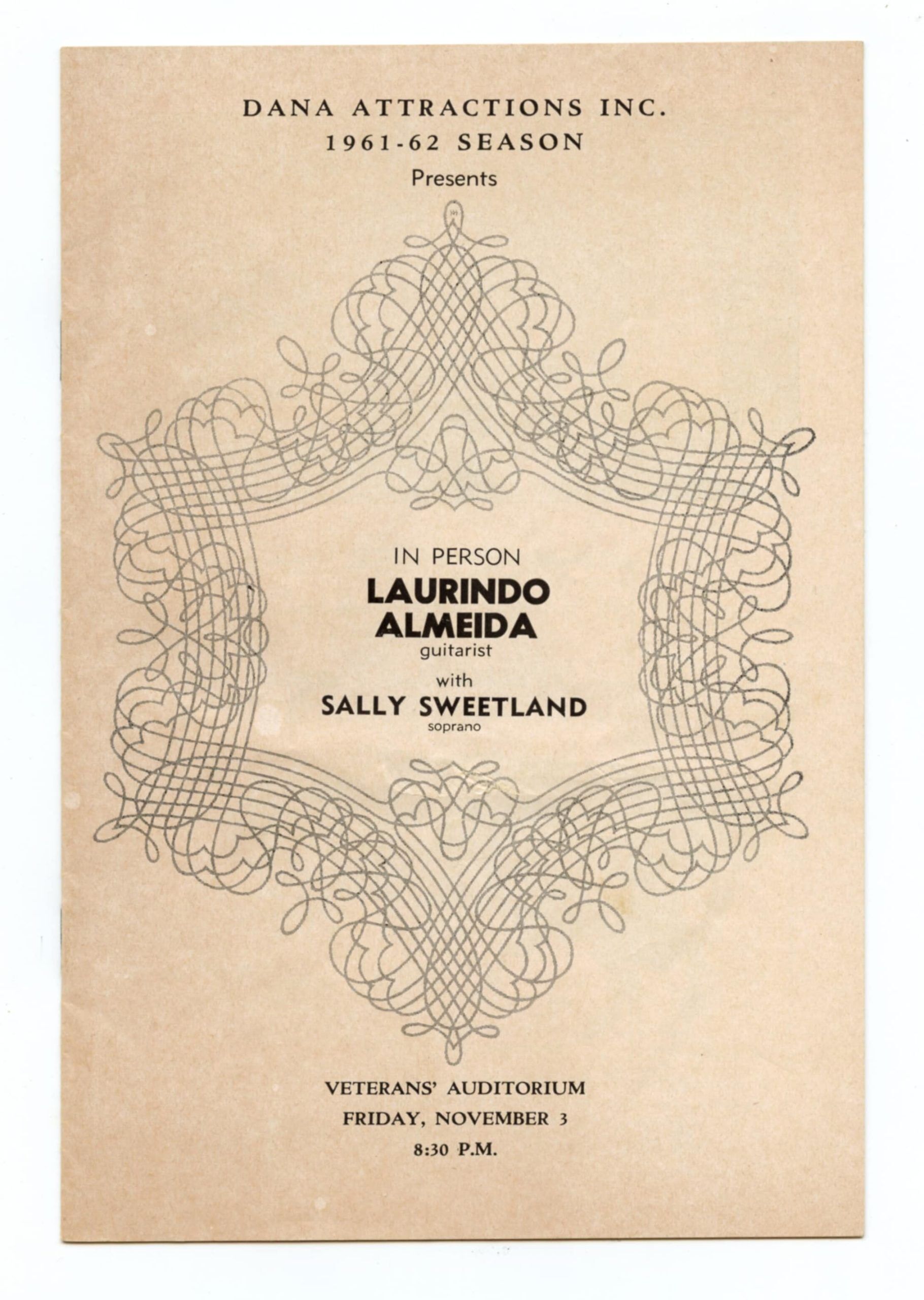 Laurindo Almeida Sally Sweetland Veterans Auditorium Program 1961 San Francisco 