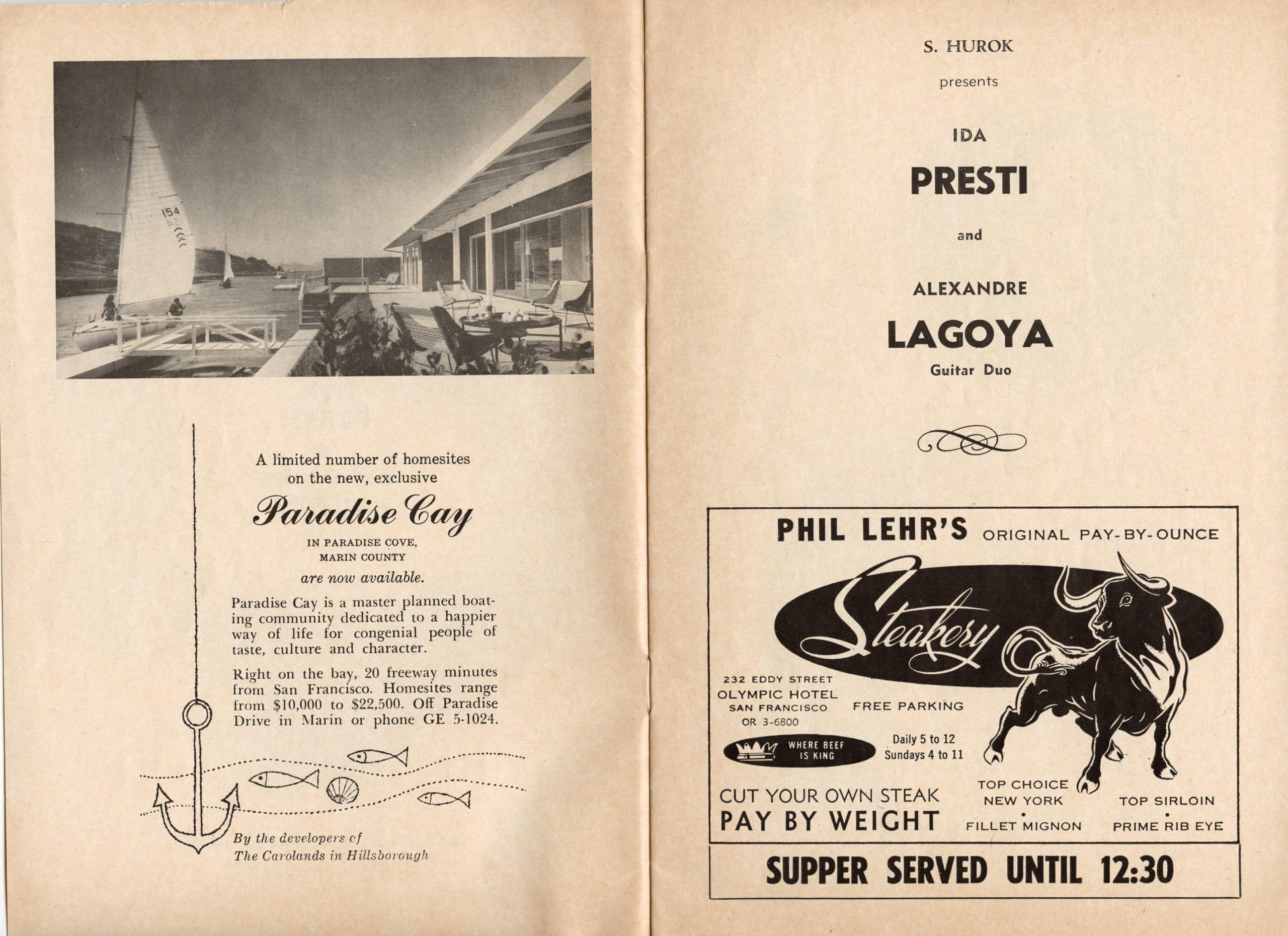 Ida Oresti Alexandre Lagoya Veterans Auditorium Program 1961 San Francisco