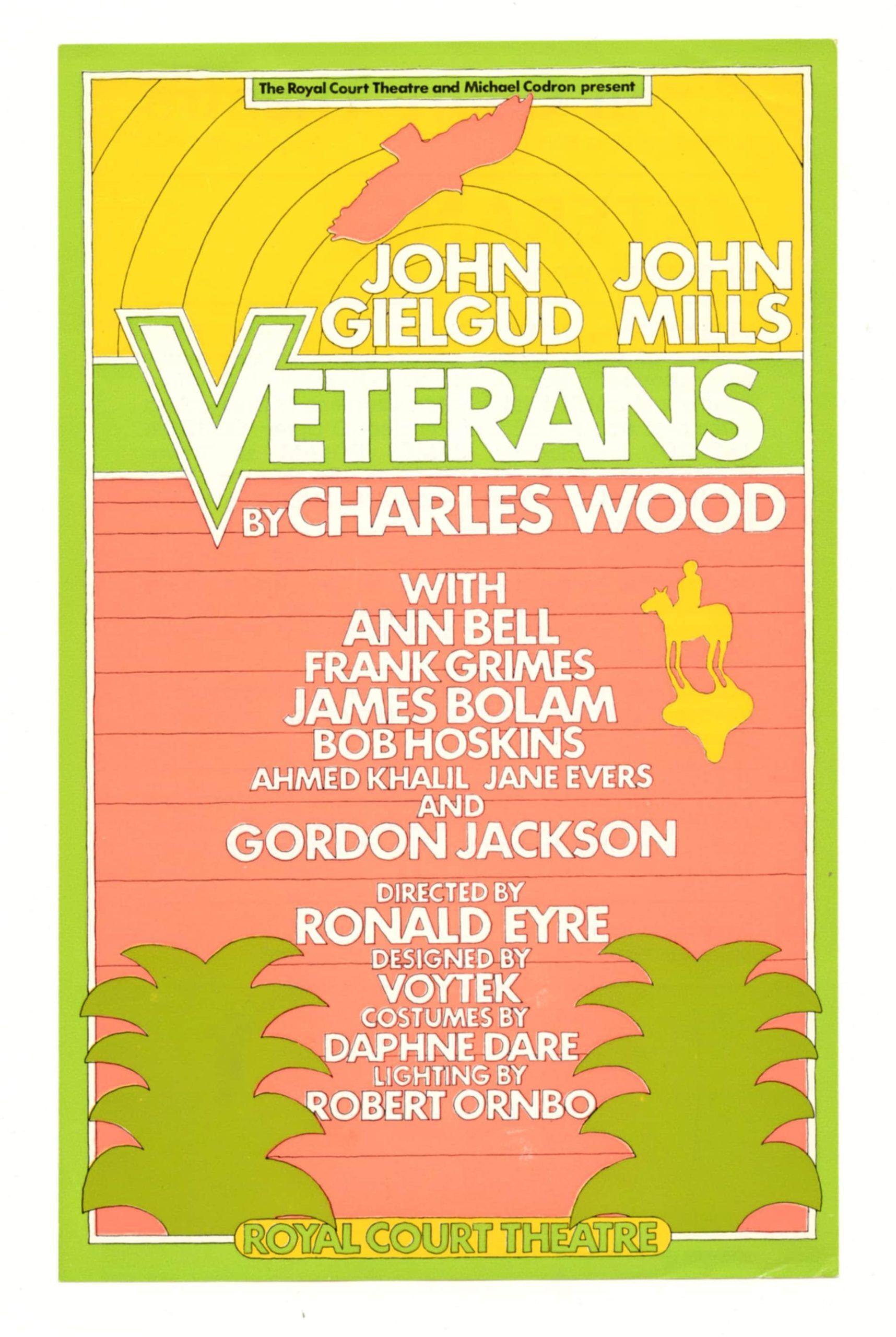 John Gielgud John Mills Veterans by Charlie Wood Handbill 1972 Royal Court Theatre