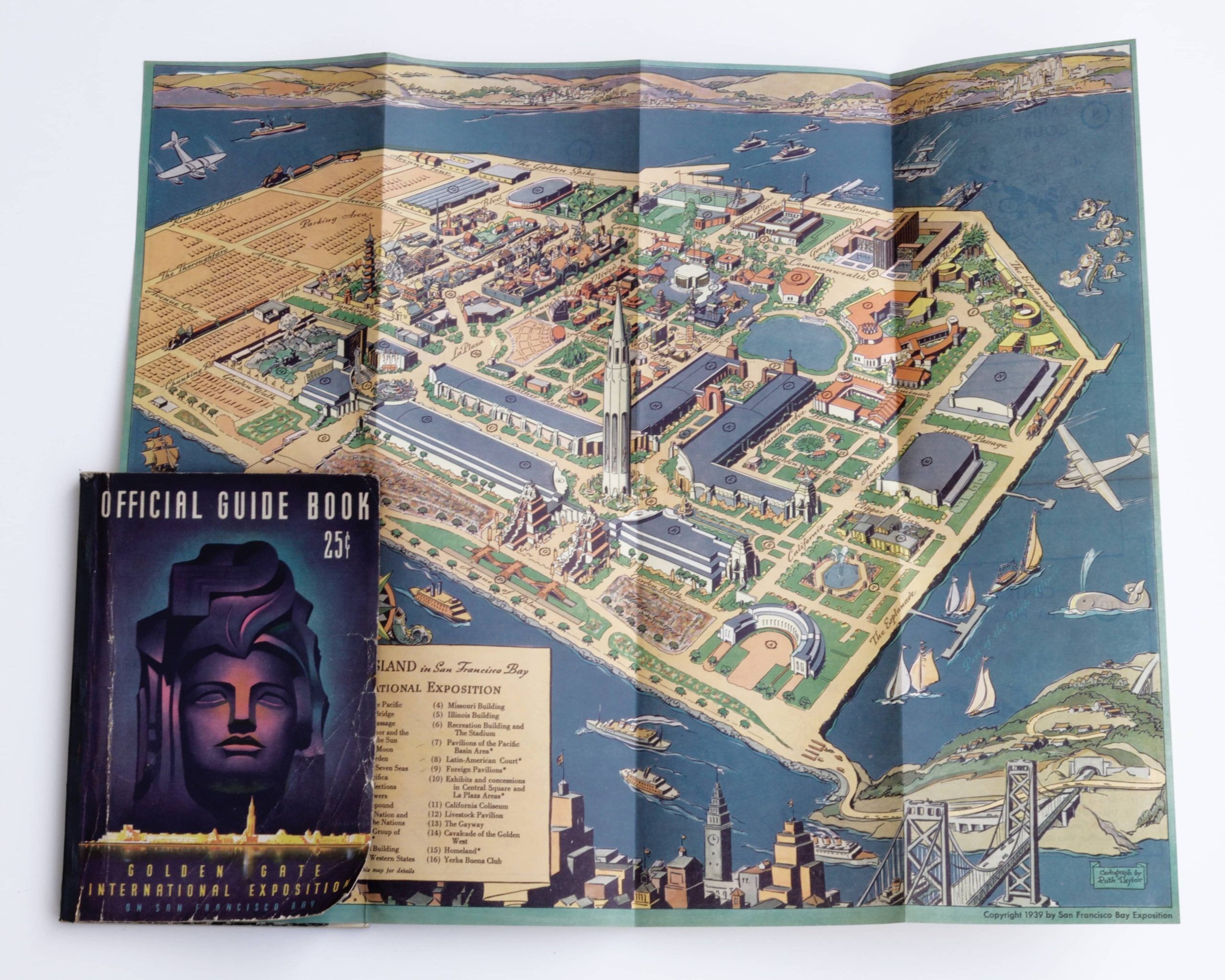 1939 World's Fair Golden Gate International Exposition Guide Book Ticket Stub Bulletin Set