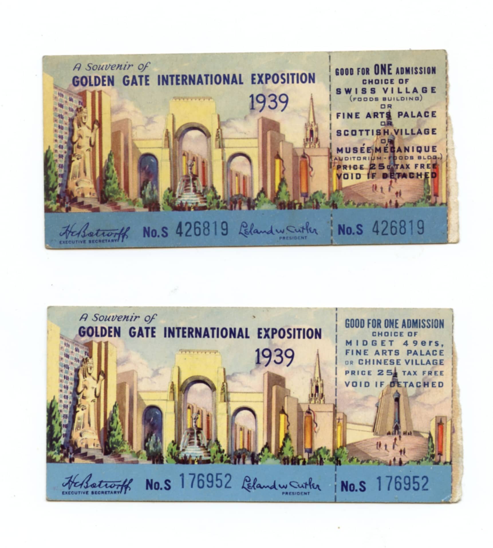 1939 World's Fair Golden Gate International Exposition Guide Book Ticket Stub Bulletin Set