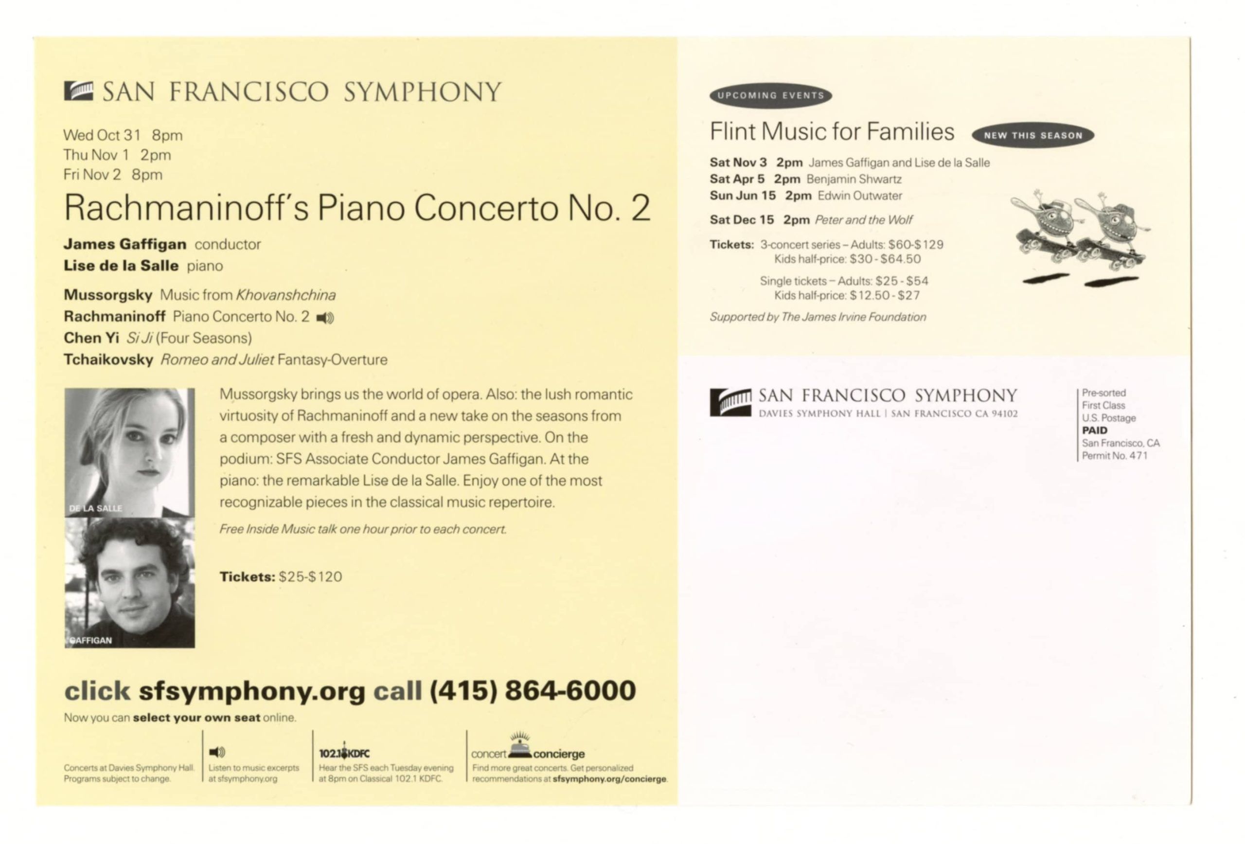 Lisa de la Salle Postcard Rachmaninoff's Piano Concerto 2008 San Francisco Symphony