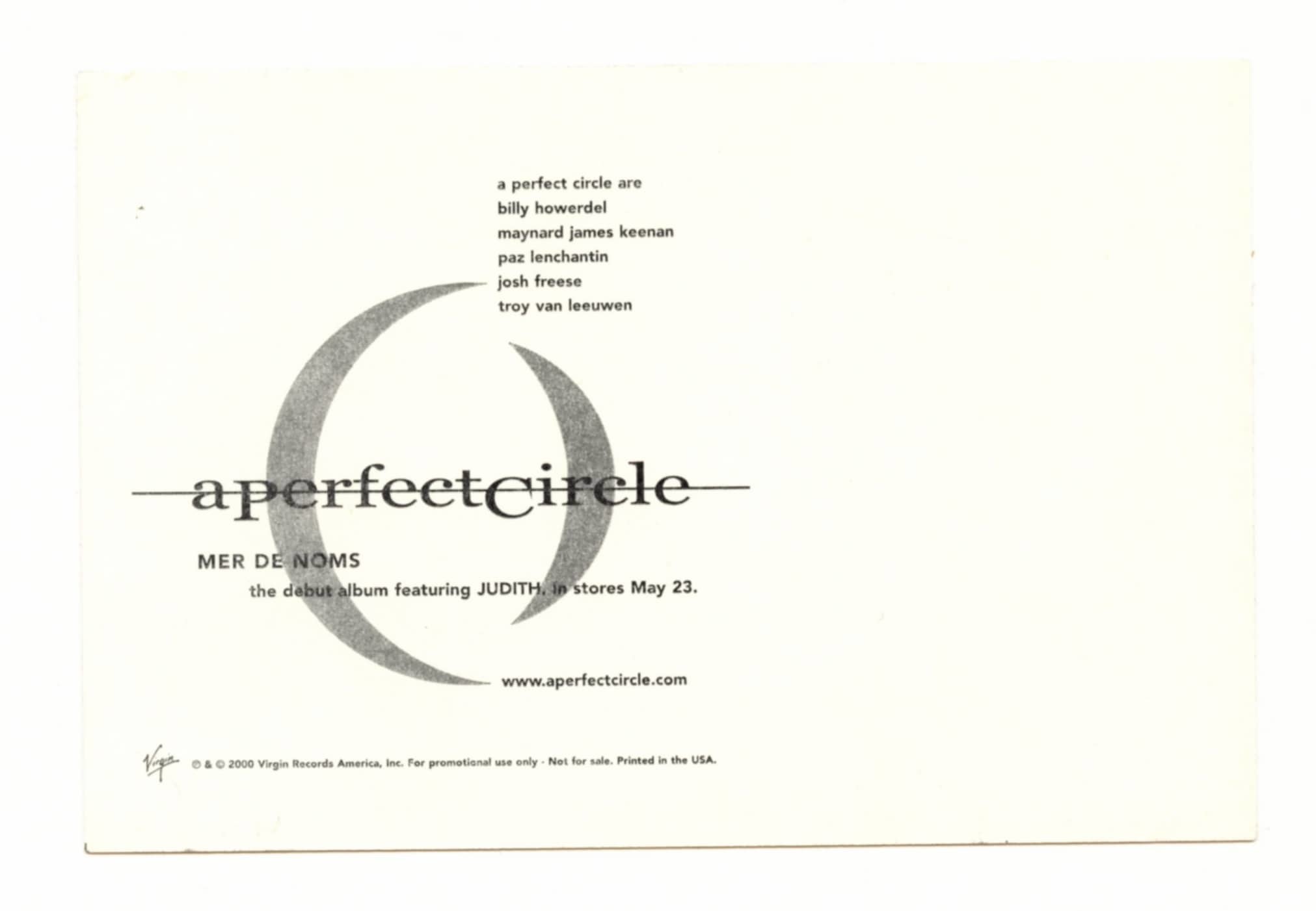 A Perfect Circle Postcard Mer De Noms Promotion 2000 Virgin Records