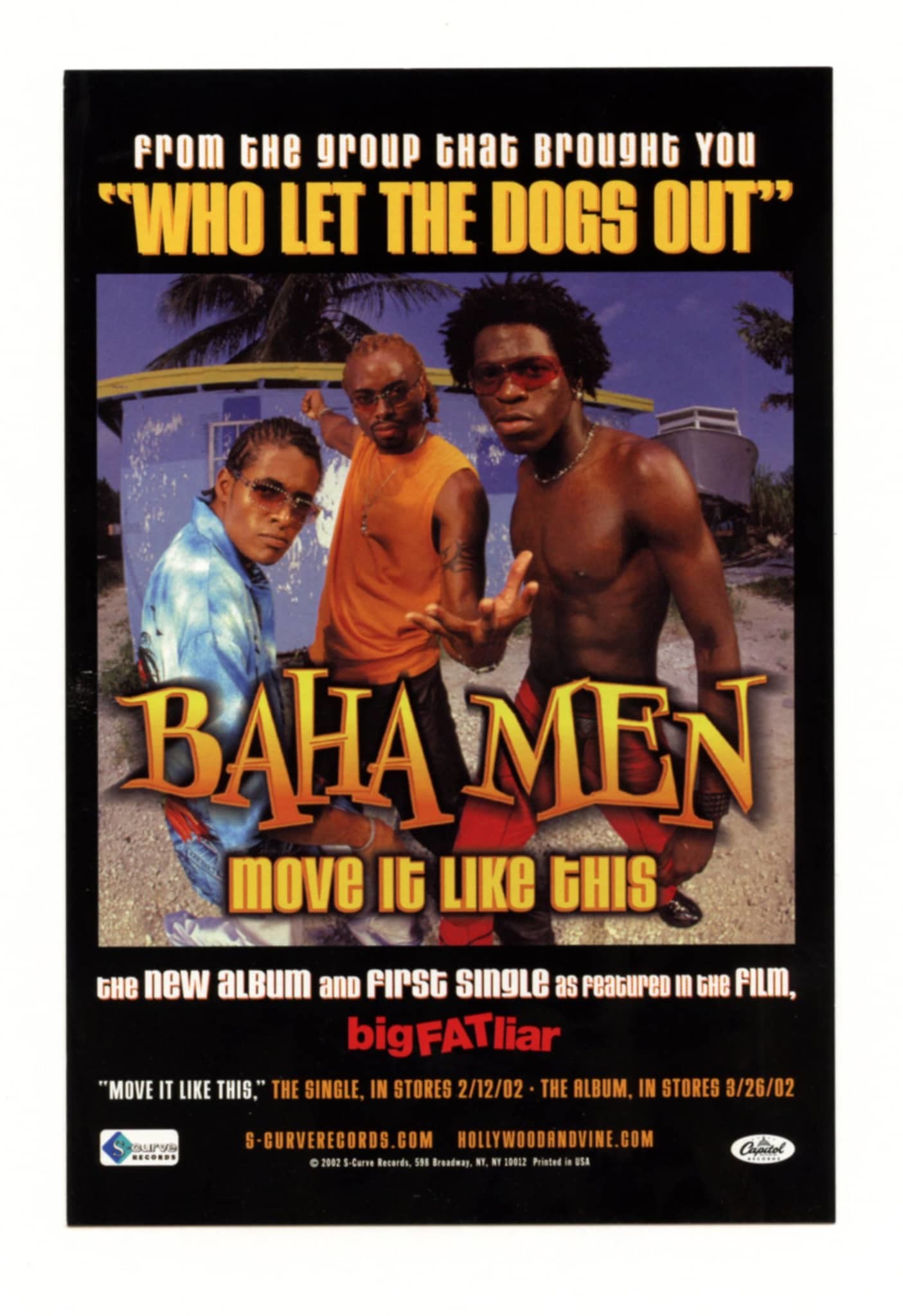 Baha Men Handbill Move It Like This Promo 2001 Capitol Records
