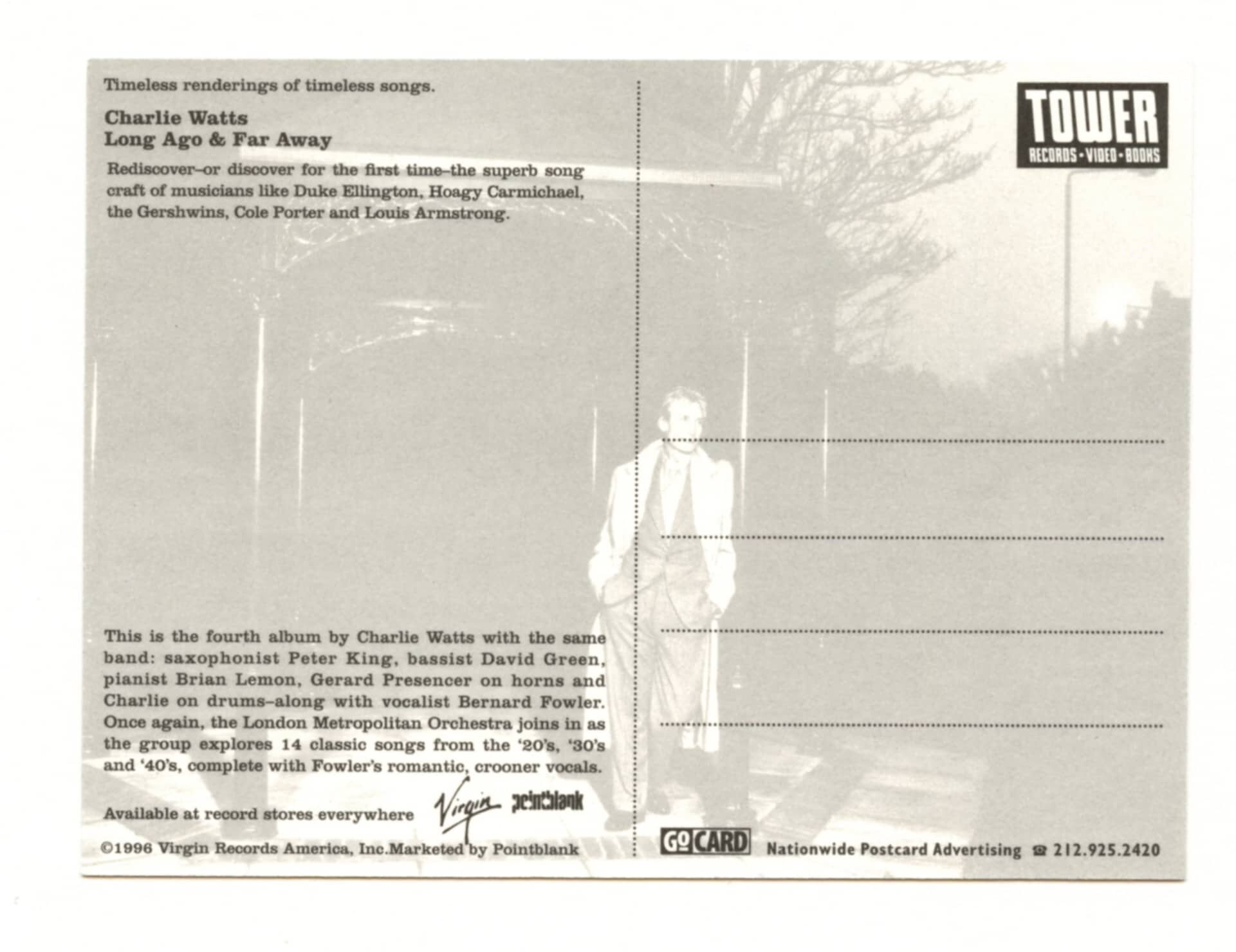 Charlie Watts Postcard Long Ago & Far Way Album Promotion 1996 Virgin Records