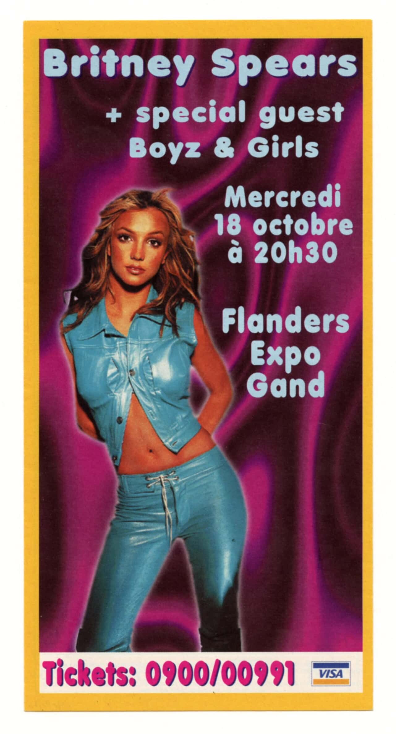 Britney Spears Handbill 2000 Oct 18 Flanders Expo Belgium 