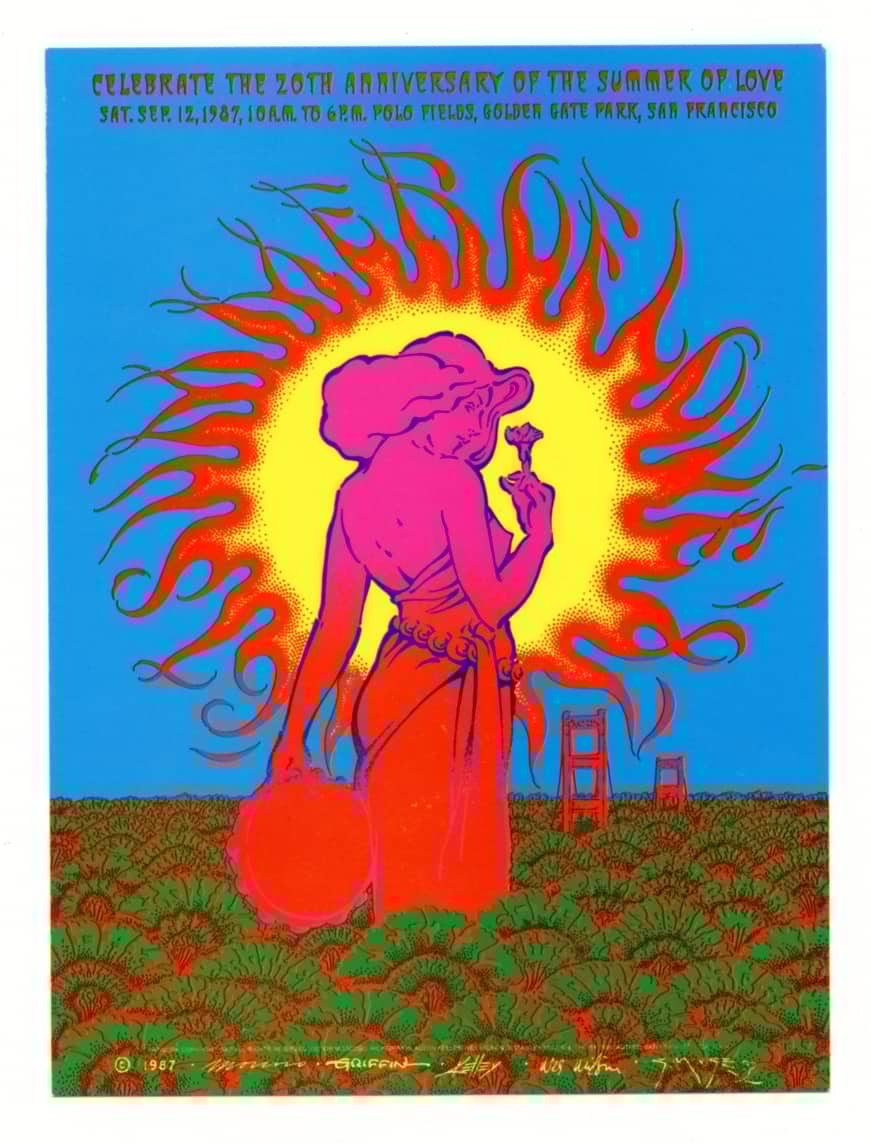 Summer of Love 1987 Handbill Rick Griffin Rock Poster Artist facsimile autograph