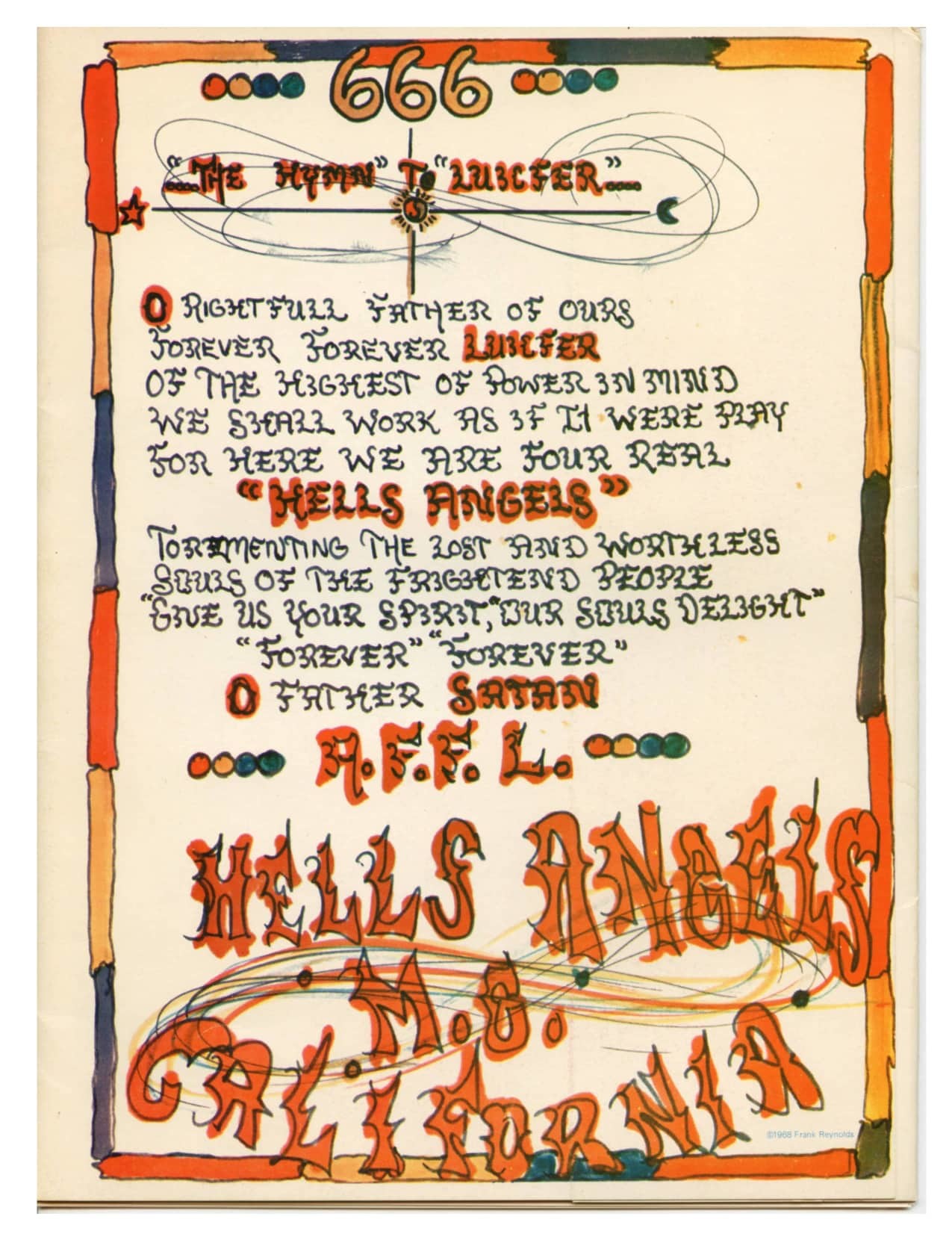666 The Hymn to Lucifer Freewheelin Frank Reynolds Hell's Angels San Francisco1968 