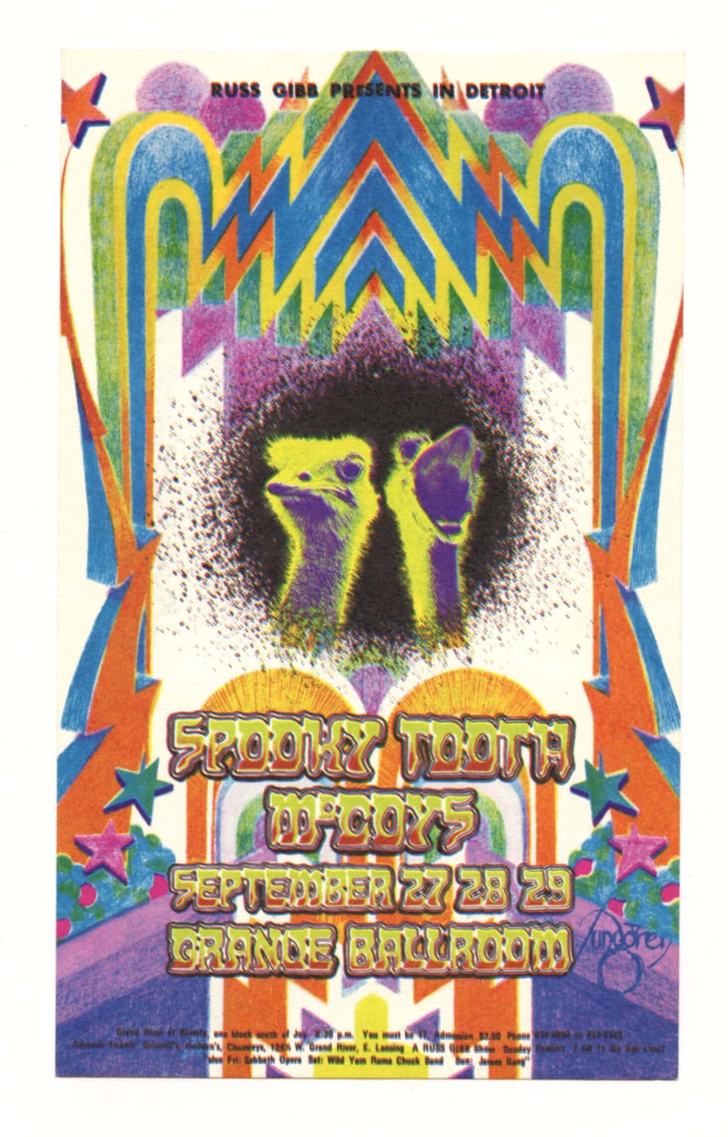 Grande Ballroom Postcard 1968 Sep 27 Spooky Tooth McCoys