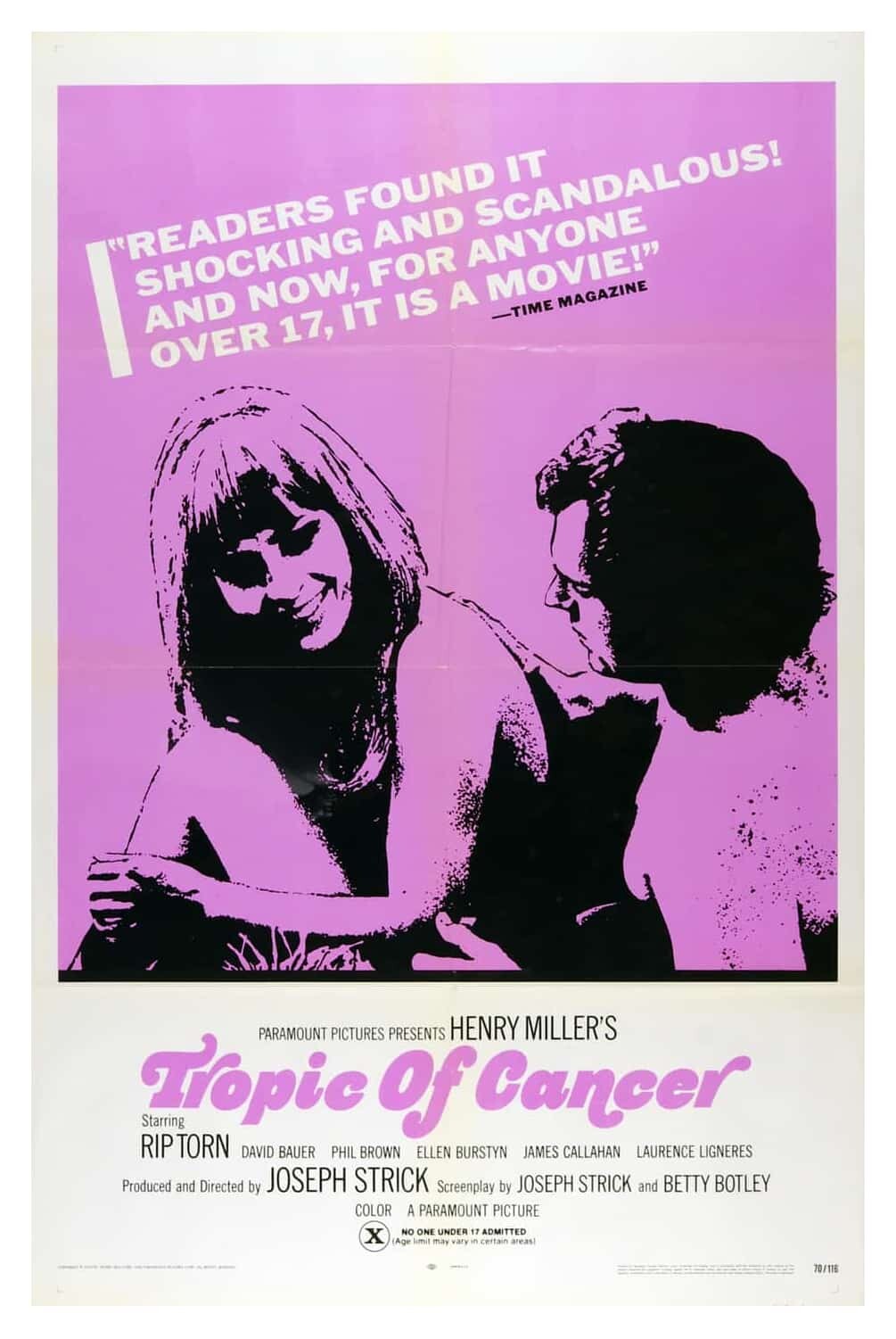 Tropic of Cancer Poster Movie Original Vintage 1970 Ellen Burstyn RIp Torn