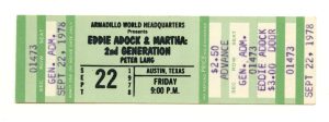 Eddie Adock and Martha Ticket Vintage 1978 Sep 22 Austin TX 