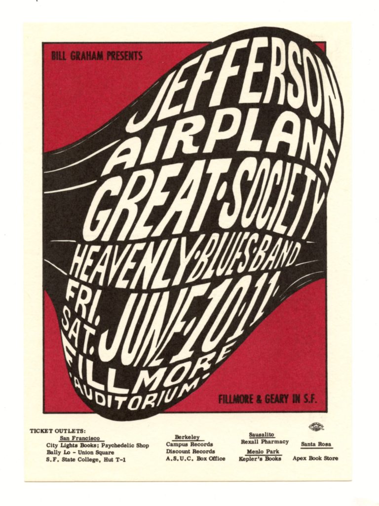 BG  10 Postcard Jefferson Airplane Great Society 1966 Jun 10