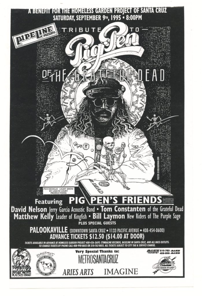 Tribute to Pig Pen of the Grateful Dead Handbill Norman Orr 1994 Palookaville Santa Cruze