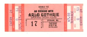 Arlo Guthrie Vintage Ticket 1978 Oct 17 Spokene Opera House