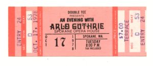 Arlo Guthrie Ticket Vintage 1978 October 17 Spokane Opera House