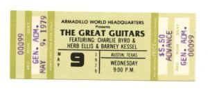 Charlie Byrd Herb Ellis Barney Kessel Ticket Vintage 1979 May 9 Austin Tx
