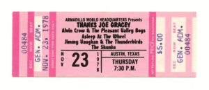 Alvin Crow Asleep At The Wheel Jimmy Vaughan Vintage Ticket 1978 Nov 23 Austin Tx