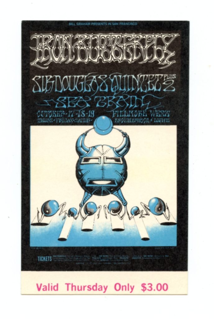 BG 141 Ticket 1968 Oct 17 Iron Butterfly Sir Douglas Quintet 