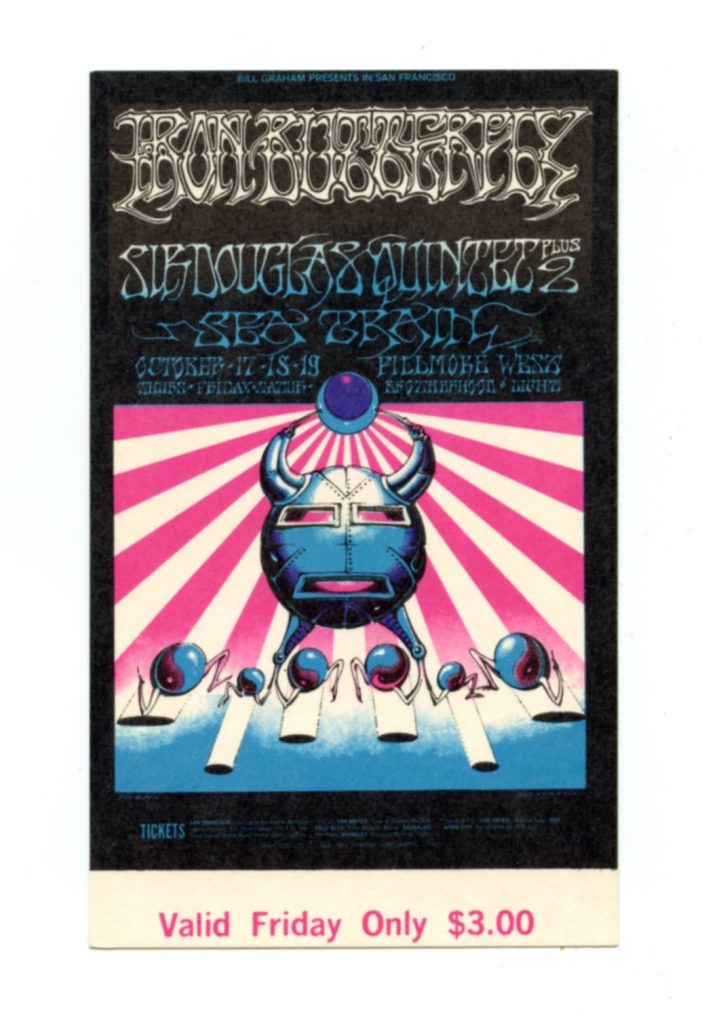 BG 141 Ticket 1968 Oct 17 Iron Butterfly Sir Douglas Quintet 