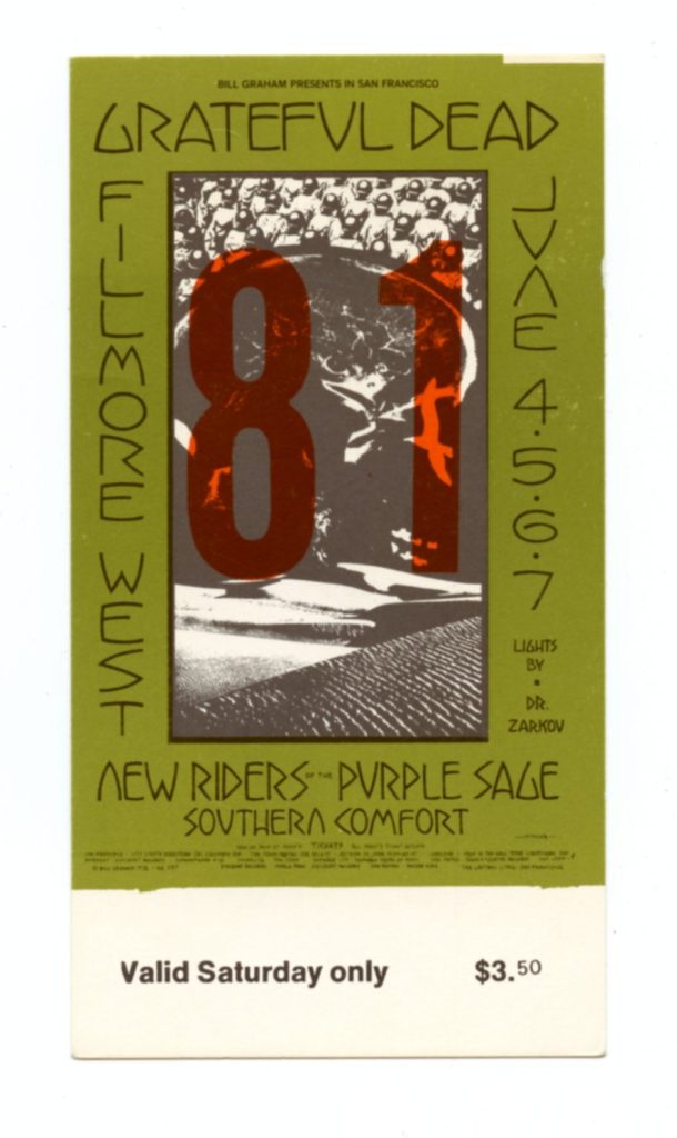 BG 237 Ticket Grateful Dead 1970 Jun 4