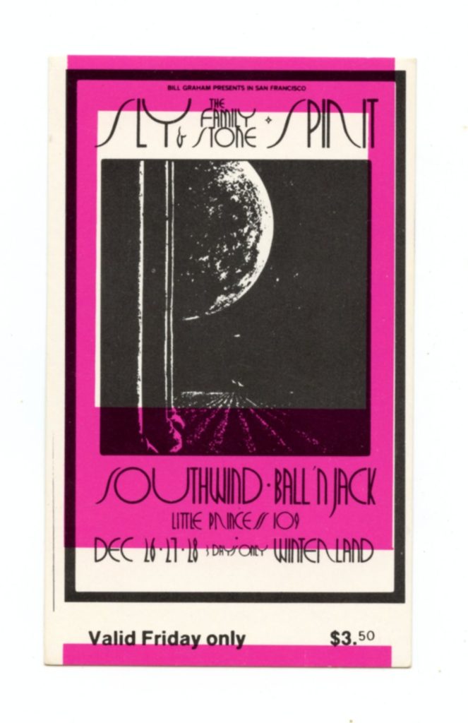 BG 208 Ticket 1969 Dec 26 Sly & the Family Stone Spirit 