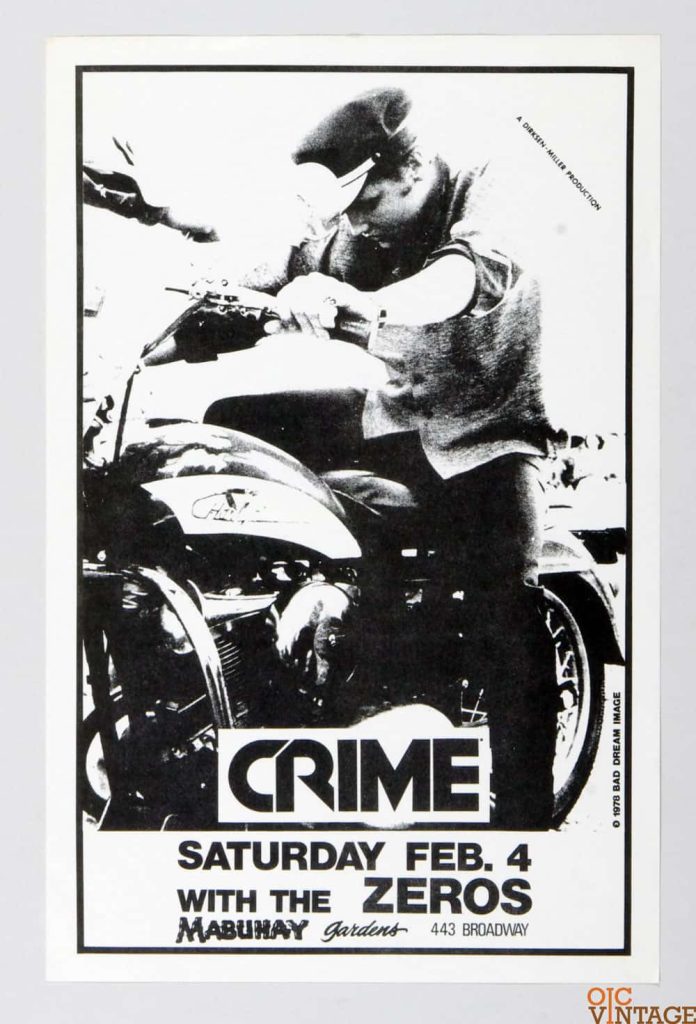Crime Early American Punk Band Poster 1978 February 4 Mabuhay Gardens