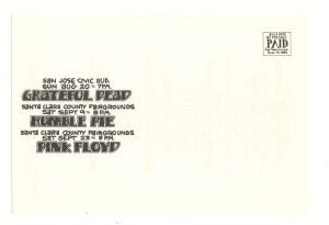Bill Graham Presents Postcard 1972 Aug Oct Pink Floyd Stevie Wonder Grateful Dead