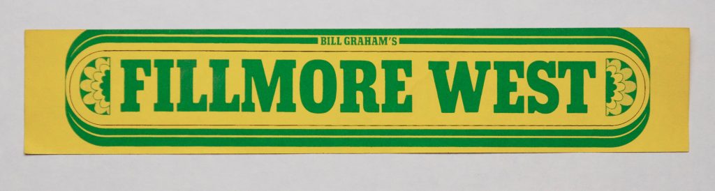 Bill Graham Fillmore West Sticker 1970 Narrow Cut Version