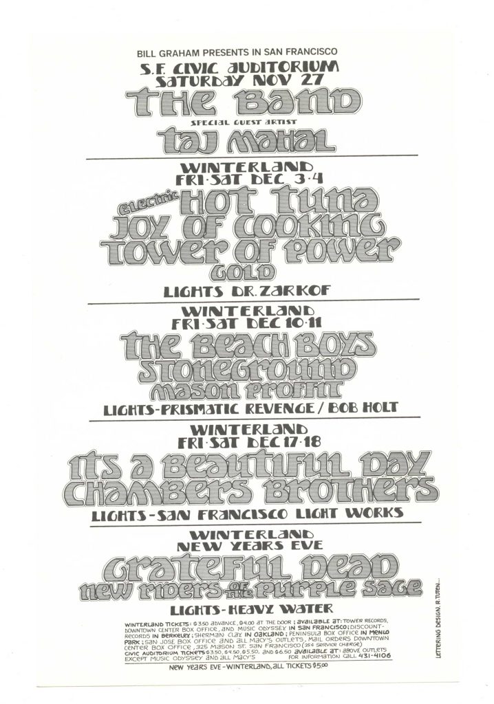 Bill Graham Presents Handbill 1971 Nov Grateful Dead The Band The Beach Boys