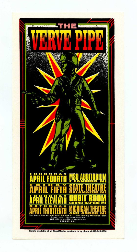 Verve Pipe Handbill 1996 Apr 4 Michigan Tour Mark Arminski